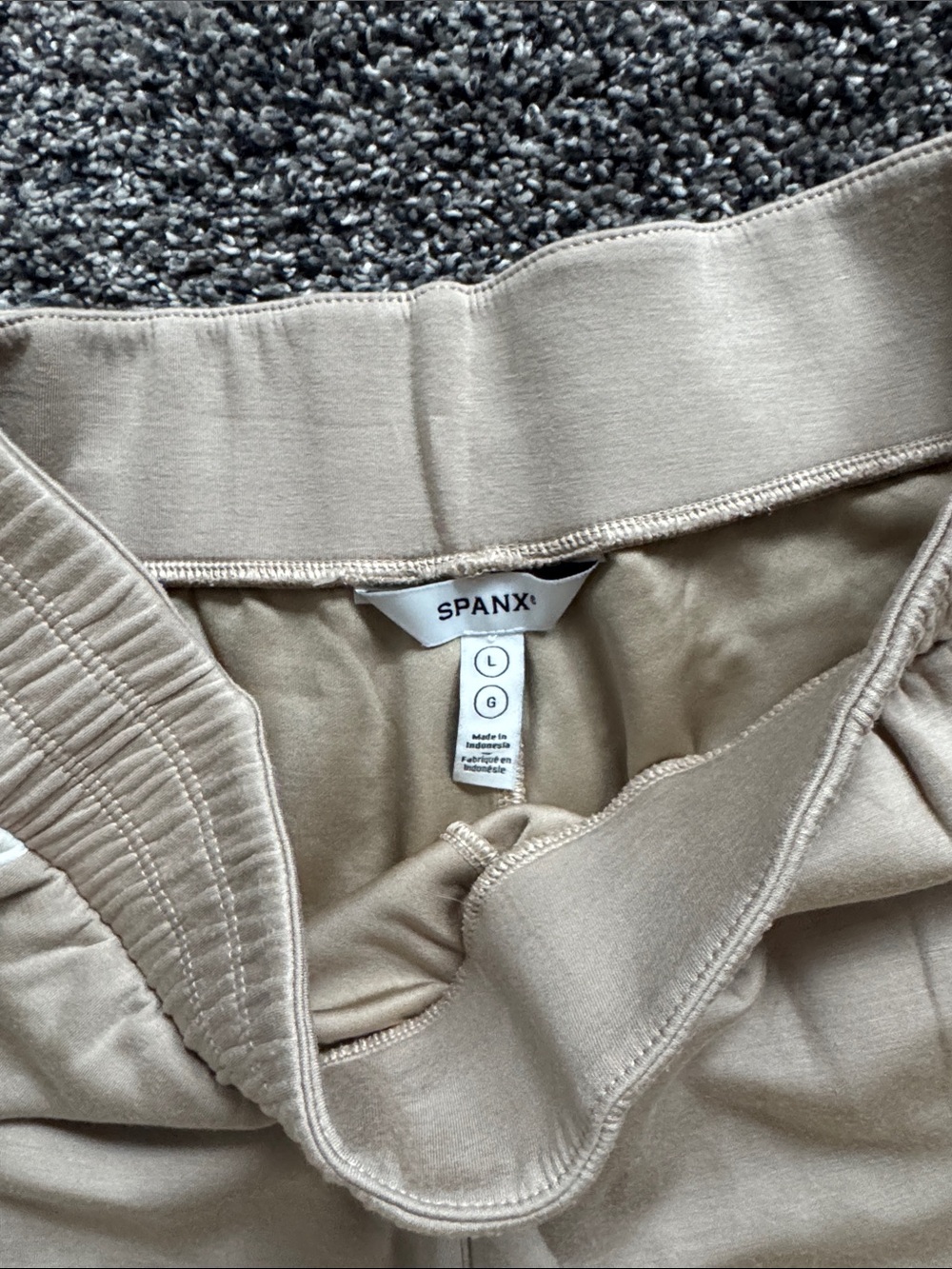 Spanx Wide Leg Track Pants with Side Stripe - Beige - Picture 2 of 3